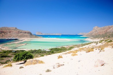 turquoise water of balos bay, crete, greece.
