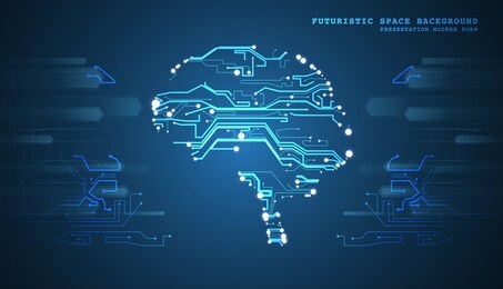 artificial intelligence illustration. artificial intelligence and machine learning concept. digital computer code. data transfer concepts in internet.