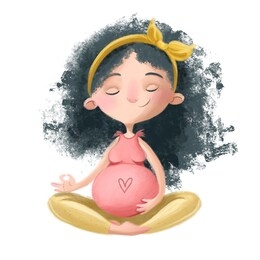 cute pregnant girl doing yoga. cute illustration prenatal yoga. future mom doing yoga. yoga for pregnant women cute illustration