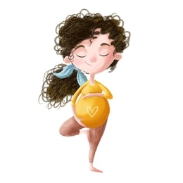 cute pregnant girl doing yoga. cute illustration prenatal yoga. future mom doing yoga. yoga for pregnant women cute illustration