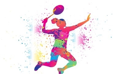 badminton logo design. colorful sport background. vector illustration.