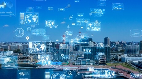 smart city and communication network concept. 5g. iot (internet of things). telecommunication.