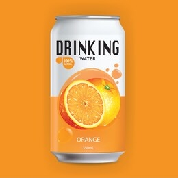 design of orange juice containing cans
