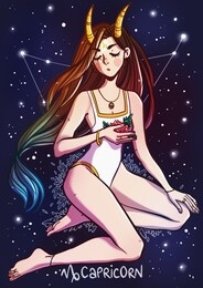 capricorn zodiac sign female illustration