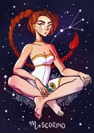 scorpio zodiac sign female illustration