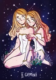 gemini zodiac sign female illustration