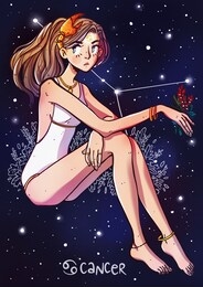 cancer zodiac sign female illustration