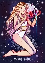aquarius zodiac sign female illustration