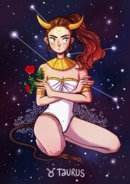 taurus zodiac sign female illustration