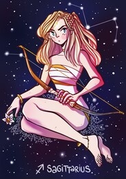 sagittarius zodiac sign female illustration