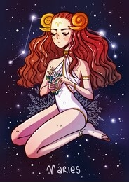 aries zodiac sign female illustration