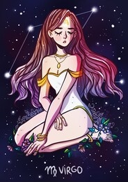 virgo zodiac sign female illustration