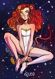 leo zodiac sign female illustration