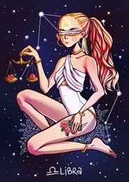 libra zodiac sign female illustration