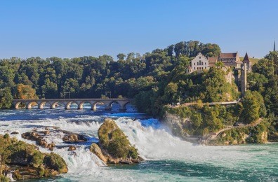 rhine falls and castle laufen, switzerland