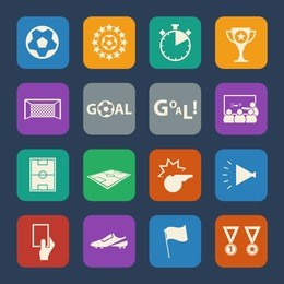soccer icons set. flat design for website and mobile applications. vector