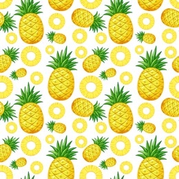 pineapple seamless pattern on white background illustration