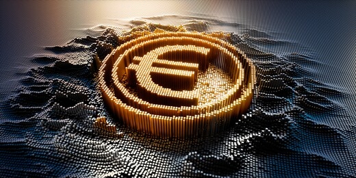euro symbol in a digital raster microstructure - 3d illustration