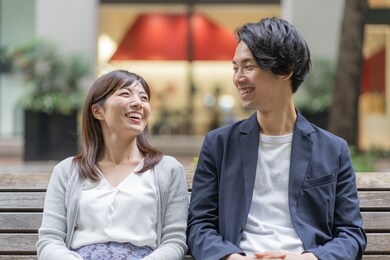 good friend asian couple portrait
