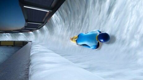 skeleton sport. bobsled. luge. the athlete descends on a sleigh on an ice track. winter sports.