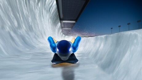skeleton sport. bobsled. luge. the athlete descends on a sleigh on an ice track. winter sports.