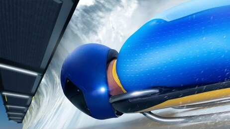 skeleton sport. bobsled. luge. the athlete descends on a sleigh on an ice track. winter sports.