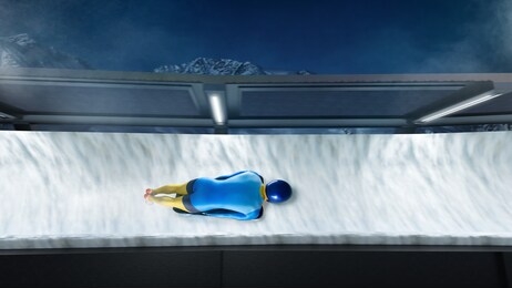 skeleton sport. bobsled. luge. the athlete descends on a sleigh on an ice track. winter sports.