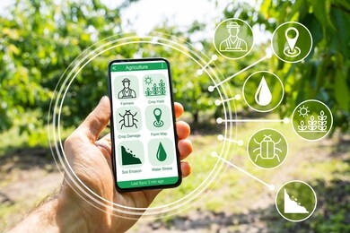 smart farming digital technology agriculture app at farm