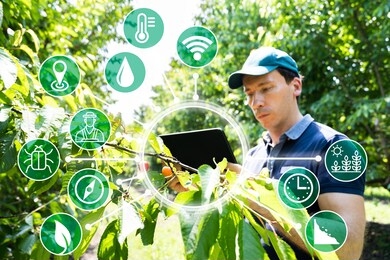 smart farming digital technology agriculture app at farm