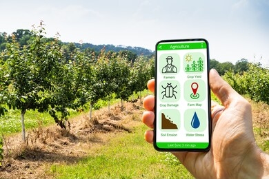 smart farming digital technology agriculture app at farm