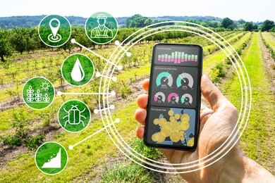 smart farming digital technology agriculture app at farm