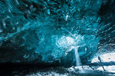 ice cave in vatnajokull, south iceland