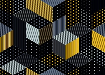 dotted seamless isometric geometric pattern, dots and lines 3d cubes vector tiling background, architecture and construction, wallpaper design.