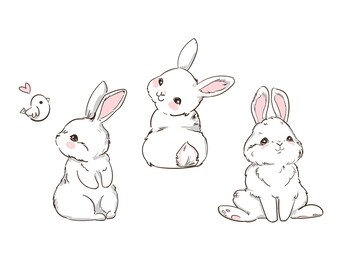 hand drawn cute bunny isolated on white background. print design rabbit. children print on t-shirt. vector