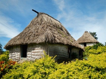 traditional house of navala village, viti levu island, fiji