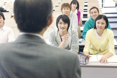 japanese students attending class
