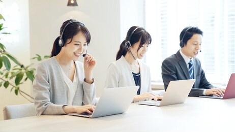 group of asian operator. call center. customer support.