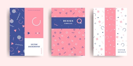 set of abstract colorful memphis art background. 80s memphis geometric style flat and line design elements. retro art for a4 covers, banners, flyers and posters. vector illustration