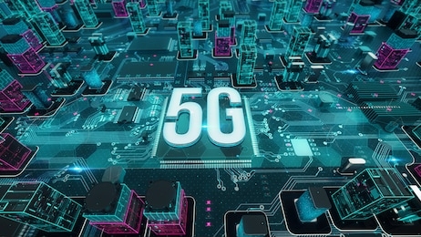 5g with digital technology concept 3d rendering