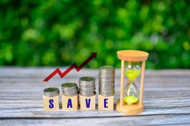 finance and money concept, money coin stack growing graph and step up growing growth saving money, concept financial business investment.