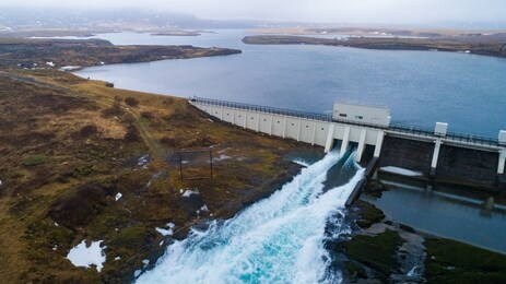 sustainable hydropower plant on a reservoir