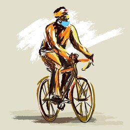 man cycling stroked art illustration 