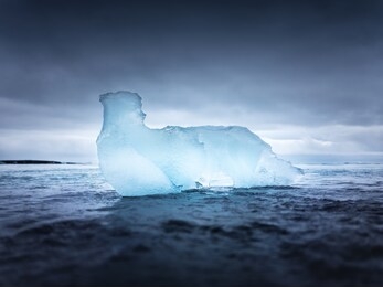 diamond beach, iceland. ice on black sand on the beach. ocean bay and icebergs. winter season. landscapes in iceland. travel - image