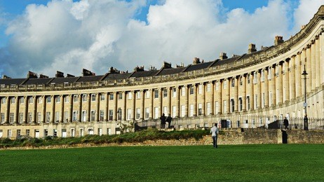 the royal crescent seen from victoria park in bath england