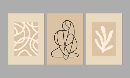 contemporary aesthetic posters with abstract minimalist floral illustrations in pastel colors. great for interior decor, wall art, tote bag, t-shirt print.