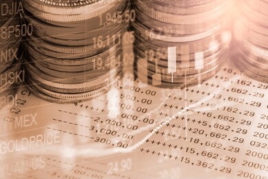stock market or forex trading graph and candlestick chart suitable for financial investment concept. economy trends background for business idea and all art work design. abstract finance background.