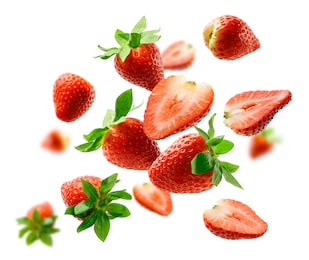 strawberry berry levitating on a white background