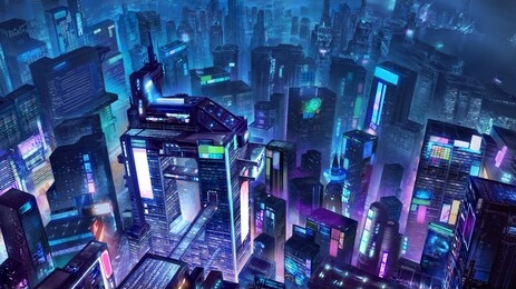 cyberpunk  city  fantasy  2d illustration design  game  concept