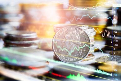 stock market or forex trading graph and candlestick chart suitable for financial investment concept. economy trends background for business idea and all art work design. abstract finance background.