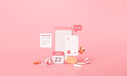 3d rendering payment via credit card concept. secure online payment transaction with smartphone. internet banking via credit card on mobile. object floating background.